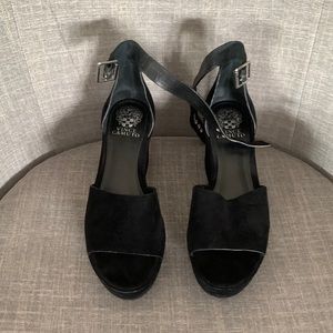 Vince Camuto suede/velvet platform shoes.